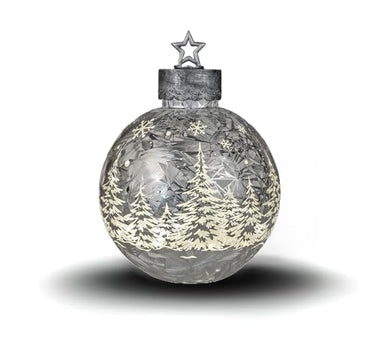 formano Deko-Kugel Silber- Frosty 29cm mit LED Licht Timer Beleuchtete Glaskugel - Weihnachtsdekoration Tisch Regal Deko-Kugel 6h/18h Timer Weihnachtskugel zum Stellen im Sale